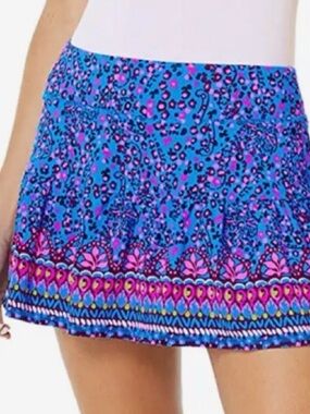 Lilly Pulitzer Bright Blue Floral Border Mini Skirt